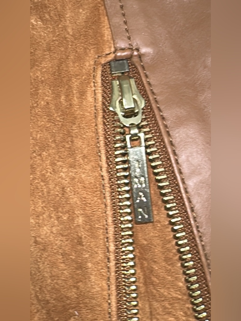 IMAN Two-Tone Brown Suede and Leather Trench Coat (mix26) - Picture 10 of 11